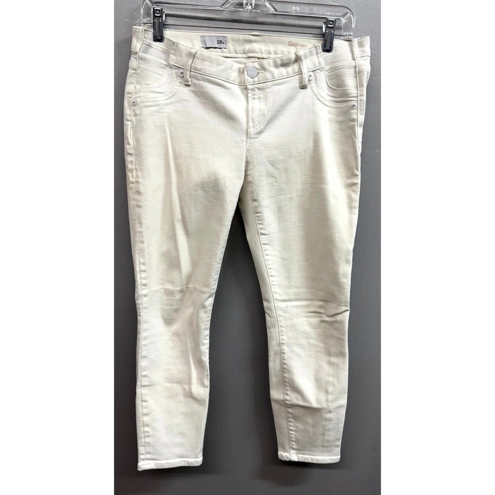 Gap Maternity Waistband Full Panel True Skinny Jeans Womens 28S White Denim